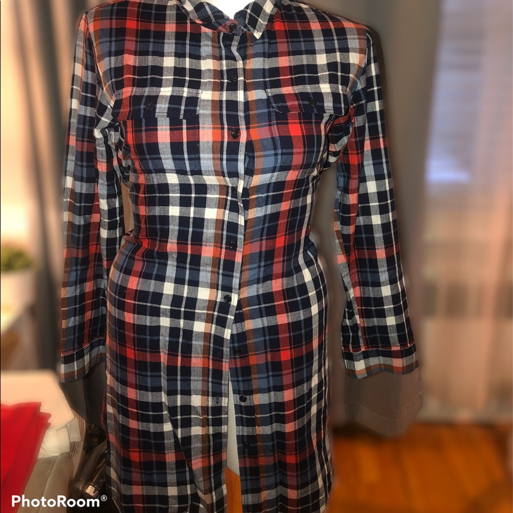 Plaid button down dress